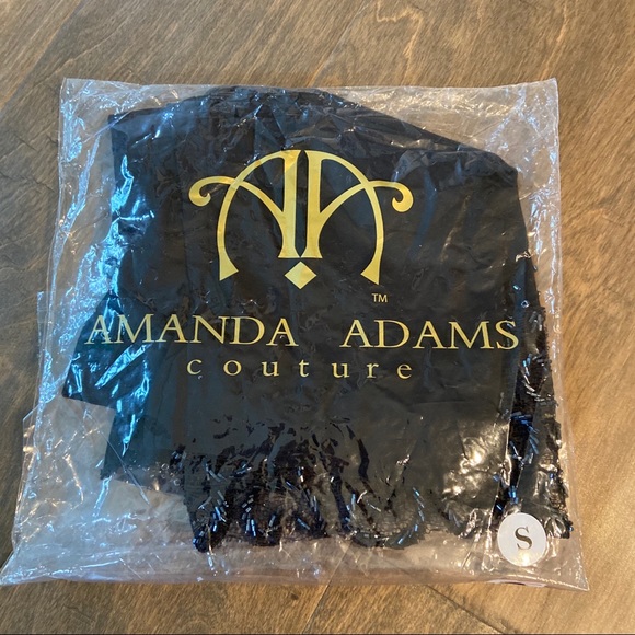 Amanda Adams Couture Black Strapless Hand Beaded Top Embroidered Lace Sz S NWOT - Picture 8 of 10